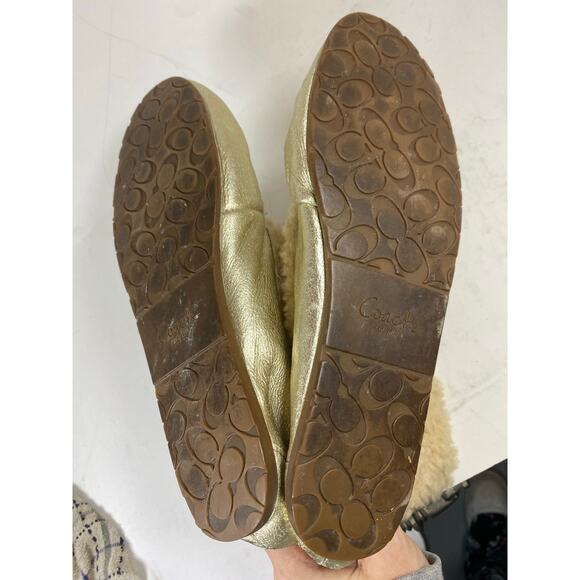 Coach Gold Metallic Fur Boots 9W - Picture 4 of 9